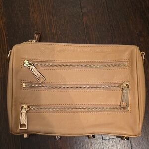 Rebecca Minkoff Beige Crossbody Bag with Gold Accents